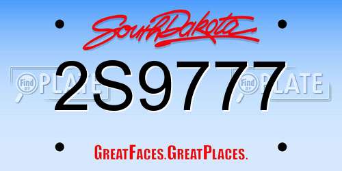 2S9777 South Dakota License Plate