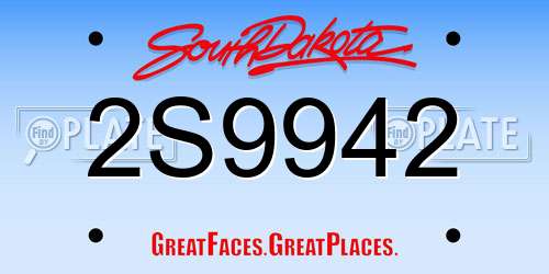 2S9942 South Dakota License Plate