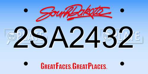 2SA2432 South Dakota License Plate
