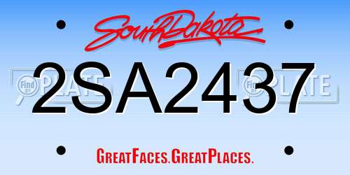 2SA2437 South Dakota License Plate