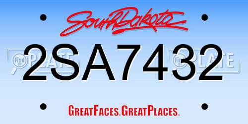 2SA7432 South Dakota License Plate
