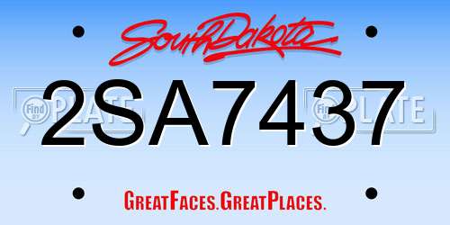 2SA7437 South Dakota License Plate