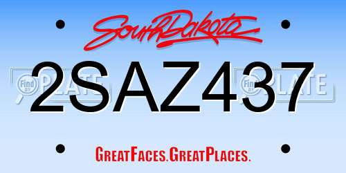 2SAZ437 South Dakota License Plate