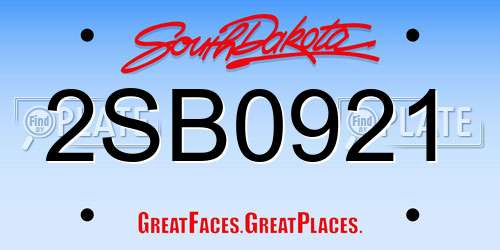 2SB0921 South Dakota License Plate