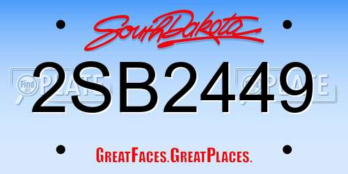 2SB2449 South Dakota License Plate