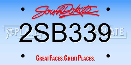 2SB339 South Dakota License Plate