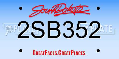 2SB352 South Dakota License Plate