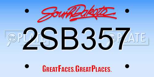 2SB357 South Dakota License Plate