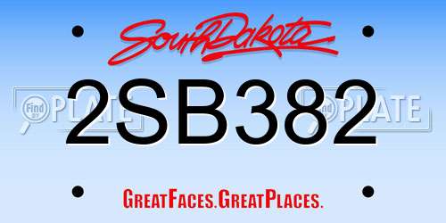 2SB382 South Dakota License Plate