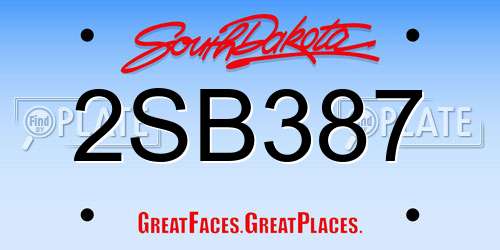 2SB387 South Dakota License Plate