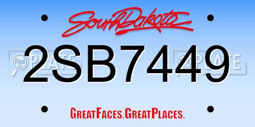 2SB7449 South Dakota License Plate