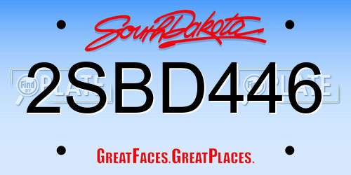 2SBD446 South Dakota License Plate