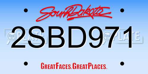 2SBD971 South Dakota License Plate