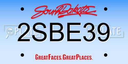 2SBE39 South Dakota License Plate