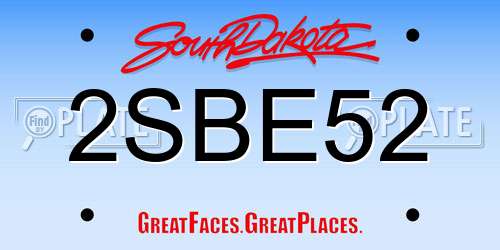 2SBE52 South Dakota License Plate