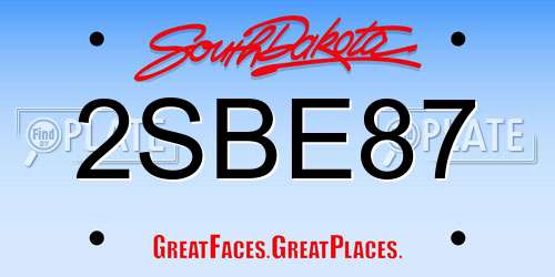 2SBE87 South Dakota License Plate
