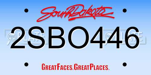 2SBO446 South Dakota License Plate