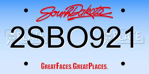 2SBO921 South Dakota License Plate