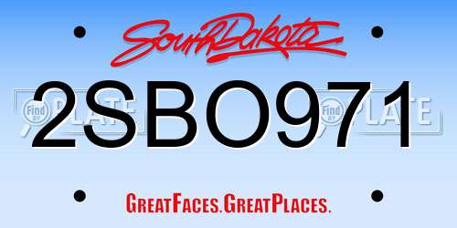 2SBO971 South Dakota License Plate