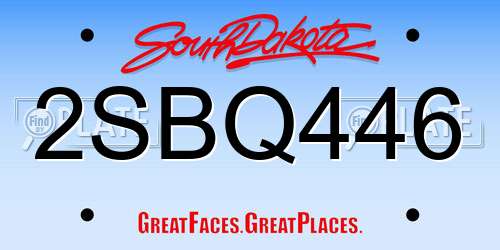 2SBQ446 South Dakota License Plate