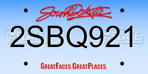 2SBQ921 South Dakota License Plate