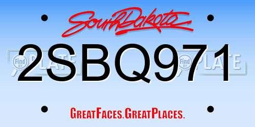 2SBQ971 South Dakota License Plate