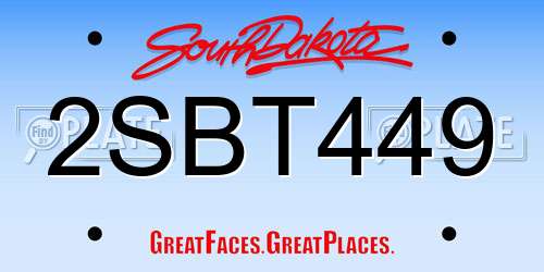 2SBT449 South Dakota License Plate