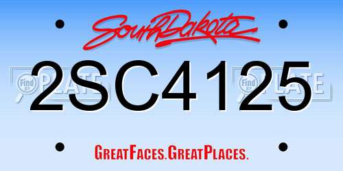 2SC4125 South Dakota License Plate