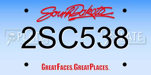 2SC538 South Dakota License Plate