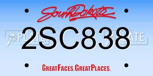 2SC838 South Dakota License Plate