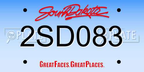 2SD083 South Dakota License Plate