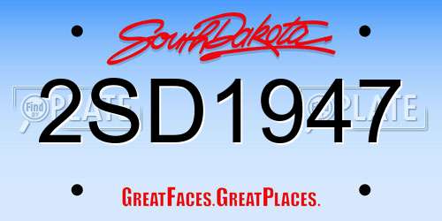 2SD1947 South Dakota License Plate