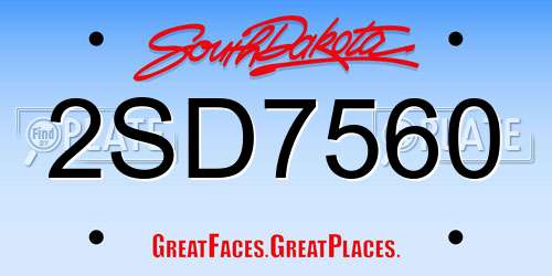 2SD7560 South Dakota License Plate