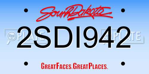 2SDI942 South Dakota License Plate