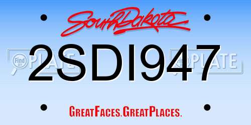 2SDI947 South Dakota License Plate
