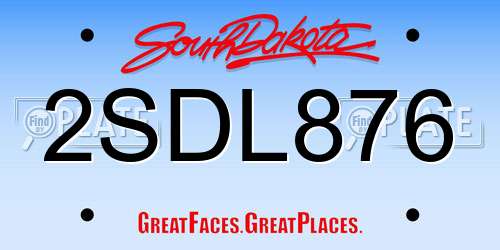 2SDL876 South Dakota License Plate