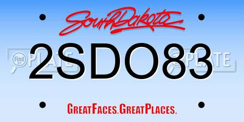 2SDO83 South Dakota License Plate