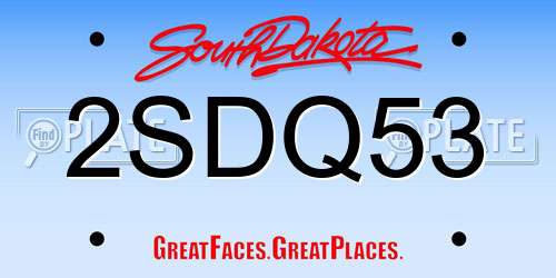 2SDQ53 South Dakota License Plate