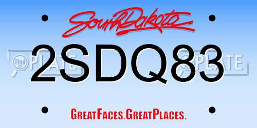 2SDQ83 South Dakota License Plate