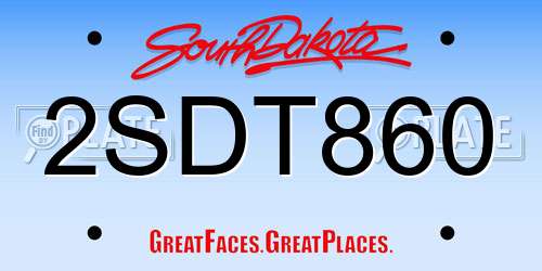 2SDT860 South Dakota License Plate