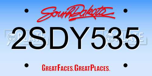 2SDY535 South Dakota License Plate