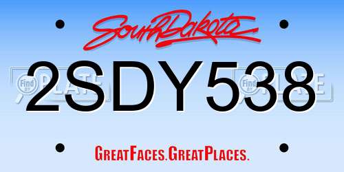 2SDY538 South Dakota License Plate