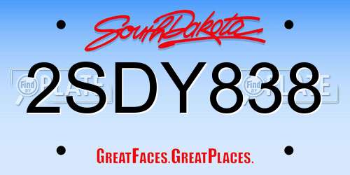 2SDY838 South Dakota License Plate