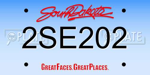 2SE202 South Dakota License Plate