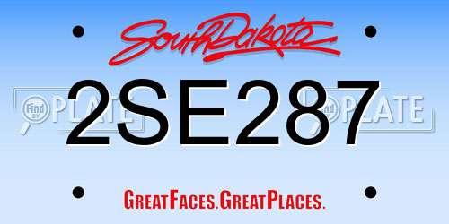 2SE287 South Dakota License Plate