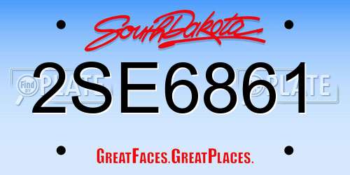 2SE6861 South Dakota License Plate