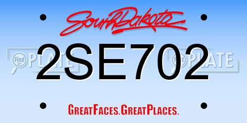 2SE702 South Dakota License Plate