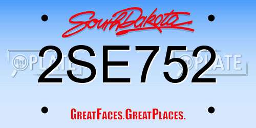 2SE752 South Dakota License Plate
