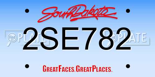 2SE782 South Dakota License Plate