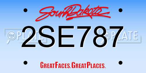 2SE787 South Dakota License Plate
